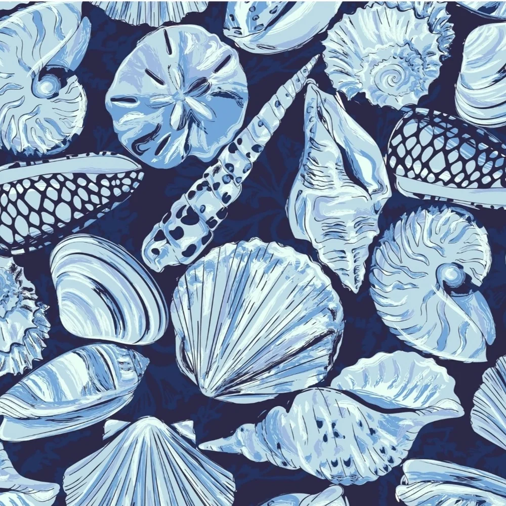Vera Bradley Morning Shells Pattern Blue Seashell Tote - Picture 6 of 15